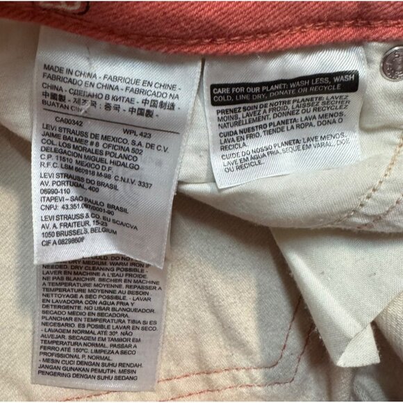 Levis 535 Legging Skinny Jeans Red Peach Print Womens Cotton Blend - Picture 5 of 13